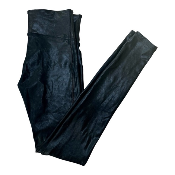 SPANX Women’s Shimmer Black Leggings, Shinny, Faux Leather,Size Small - Picture 3 of 4